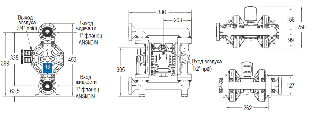 Габаритный чертеж насоса HUSKY 1050