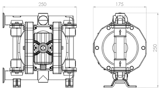 Габаритный чертеж насоса Seko AF0100 (мм)