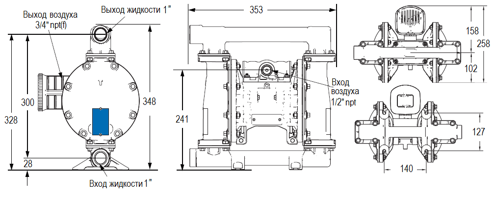 Габаритный чертеж насоса HUSKY 1050