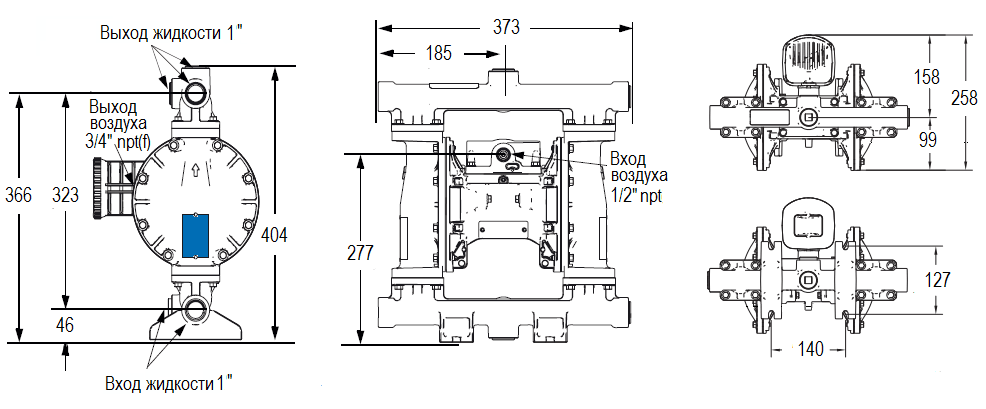 Габаритный чертеж насоса HUSKY 1050