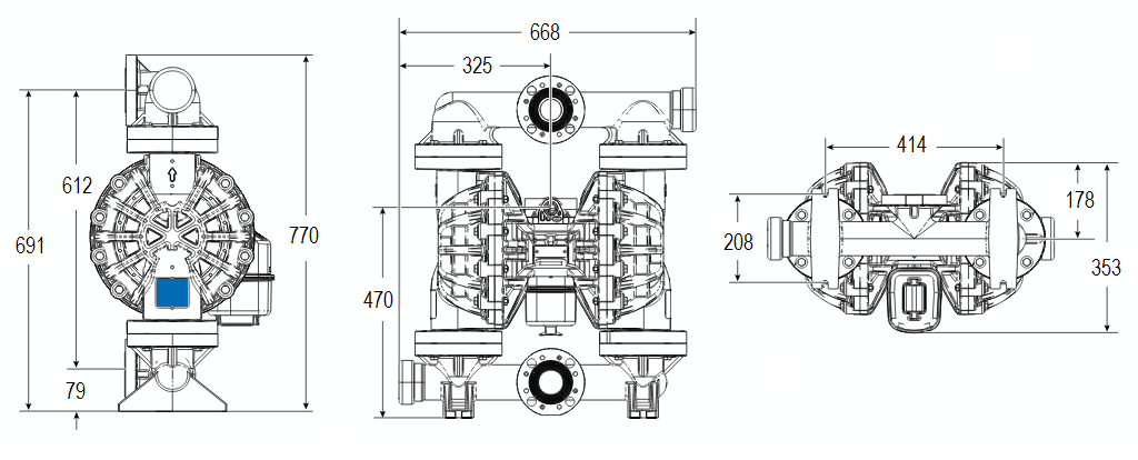 Габаритный чертеж насоса HUSKY 2200
