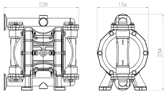 Габаритный чертеж насоса Seko AF0050 (мм)