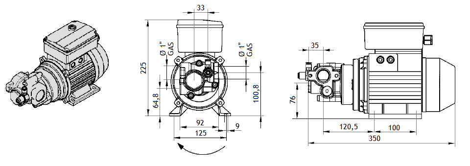Габаритный чертеж насоса Viscomat 230/3 T Gear
