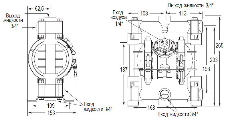 Габаритный чертеж насоса HUSKY 716