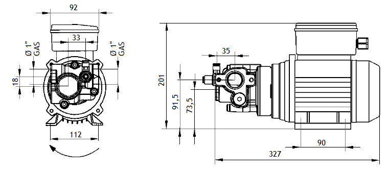 Габаритный чертеж насоса PIUSI Drum Viscomat 200/2 M