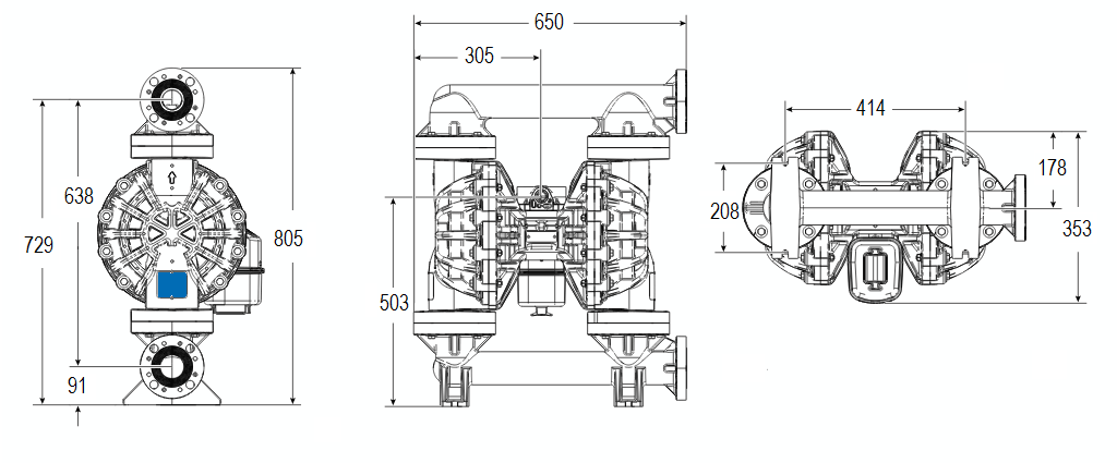 Габаритный чертеж насоса HUSKY 2200