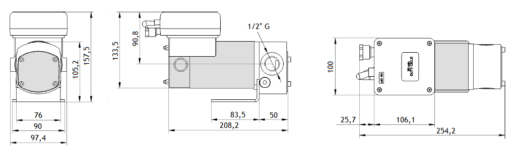 Габаритный чертеж насоса Viscomat DC 120/1 24 V PST