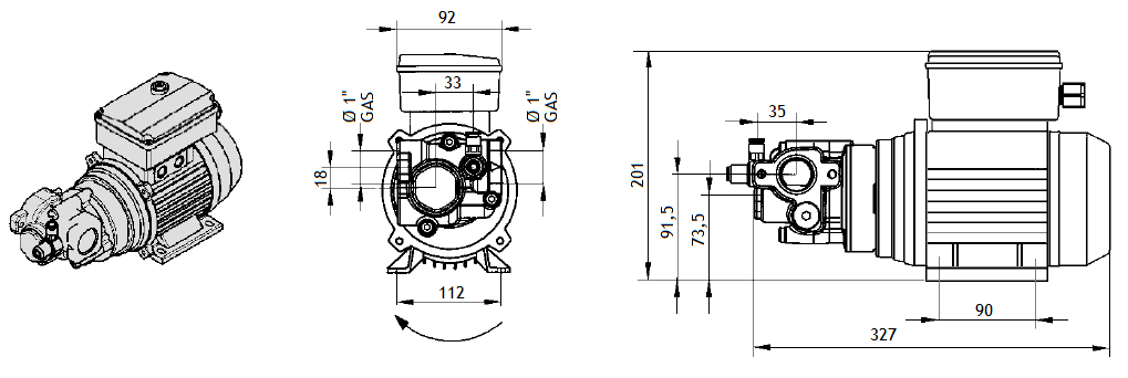 Габаритный чертеж насоса Viscomat 200/2 T Gear